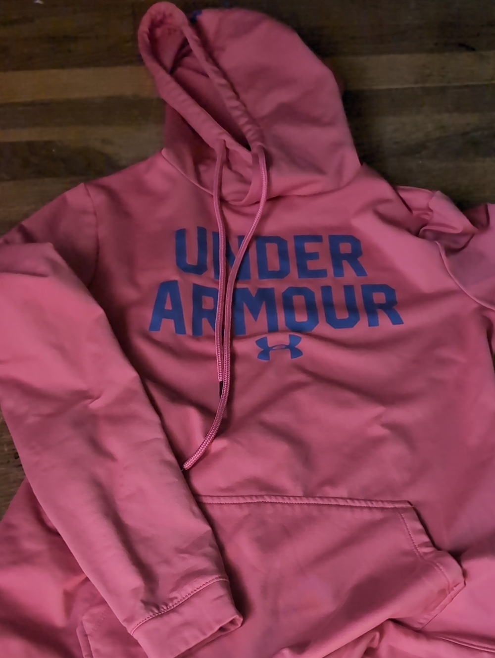 Under Armour Logo Hoodie Pink & Blue Medium Like New